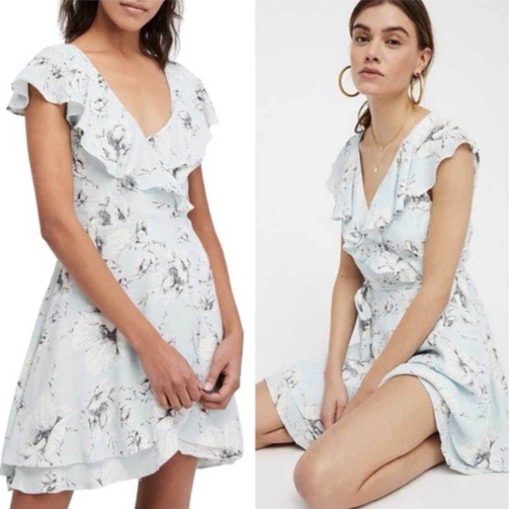 Free People Light Blue Floral Dress